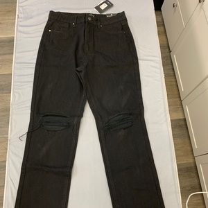 Fashion nova black distressed wide leg jeans size 9